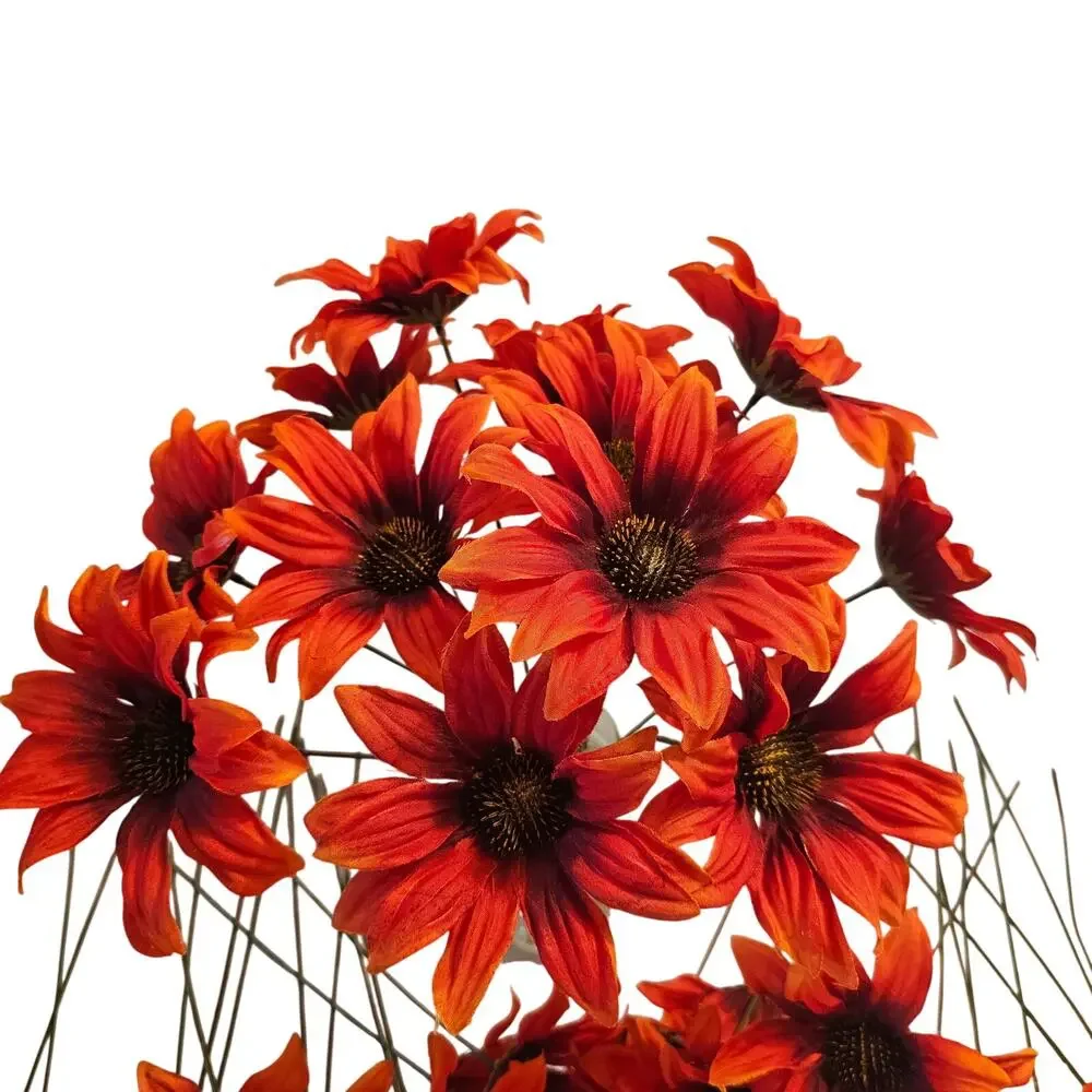 Red Orange Artificial Silk Daisy Flower Lot of 40 Stems Fall Floral Craft Decor